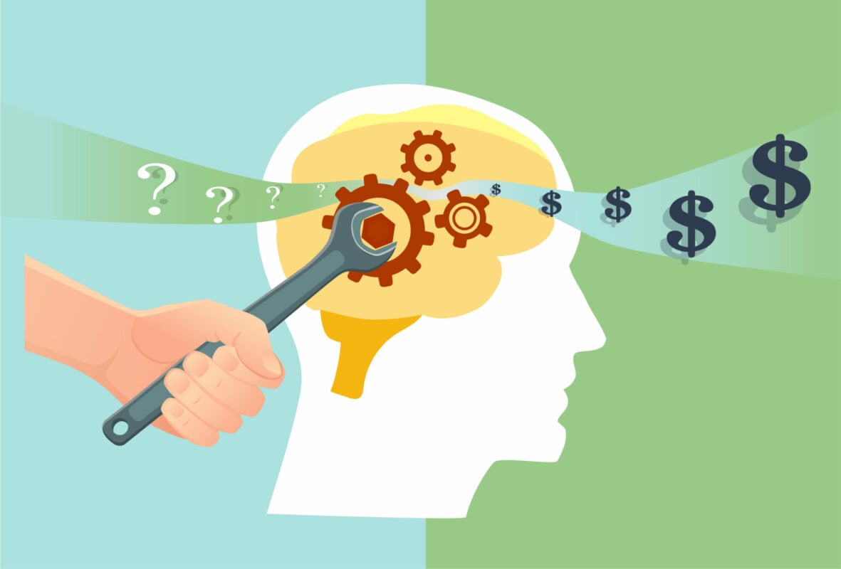 Business training and start up concept. Human brain training vector illustration.