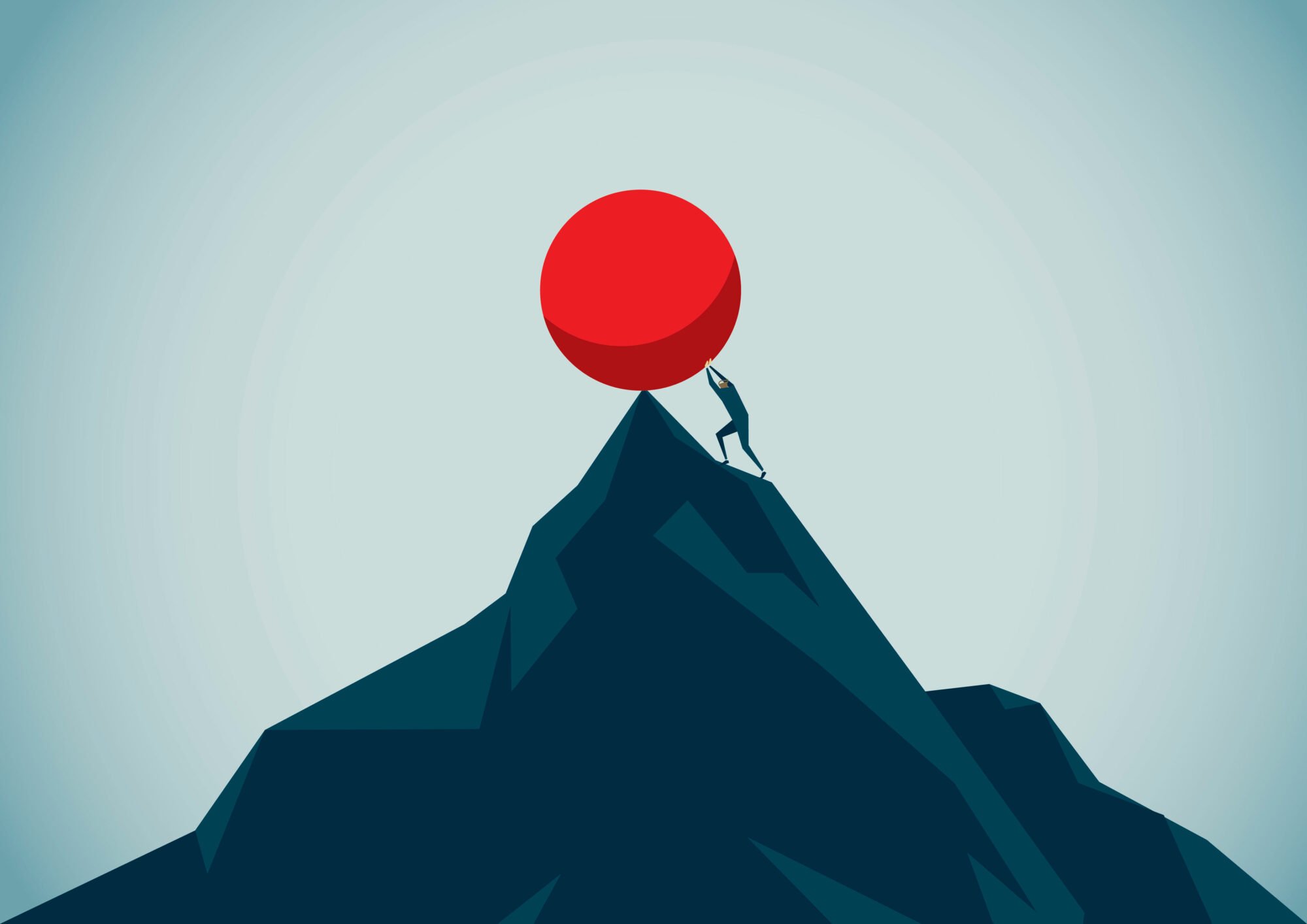 Pushing boulder up a mountain.